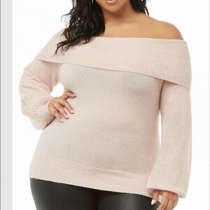 Fold over off-the-shoulder sweater